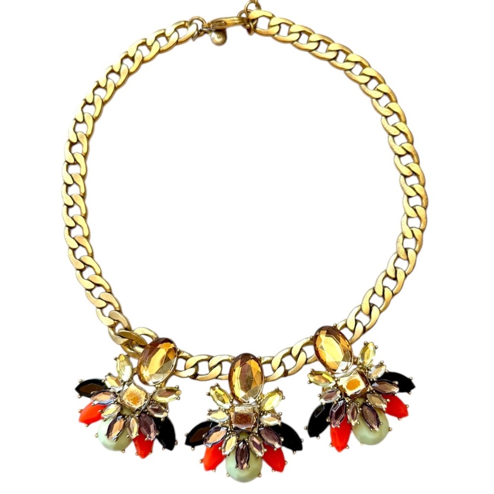 J. Crew Elegant Gold and Black Statement Necklace